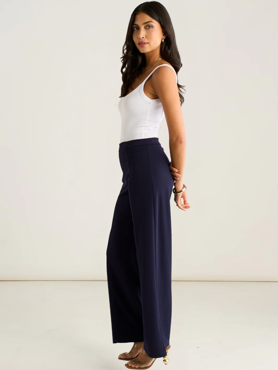 Kate & Pippa Lulu High Waist Trousers In Navy - Image 3