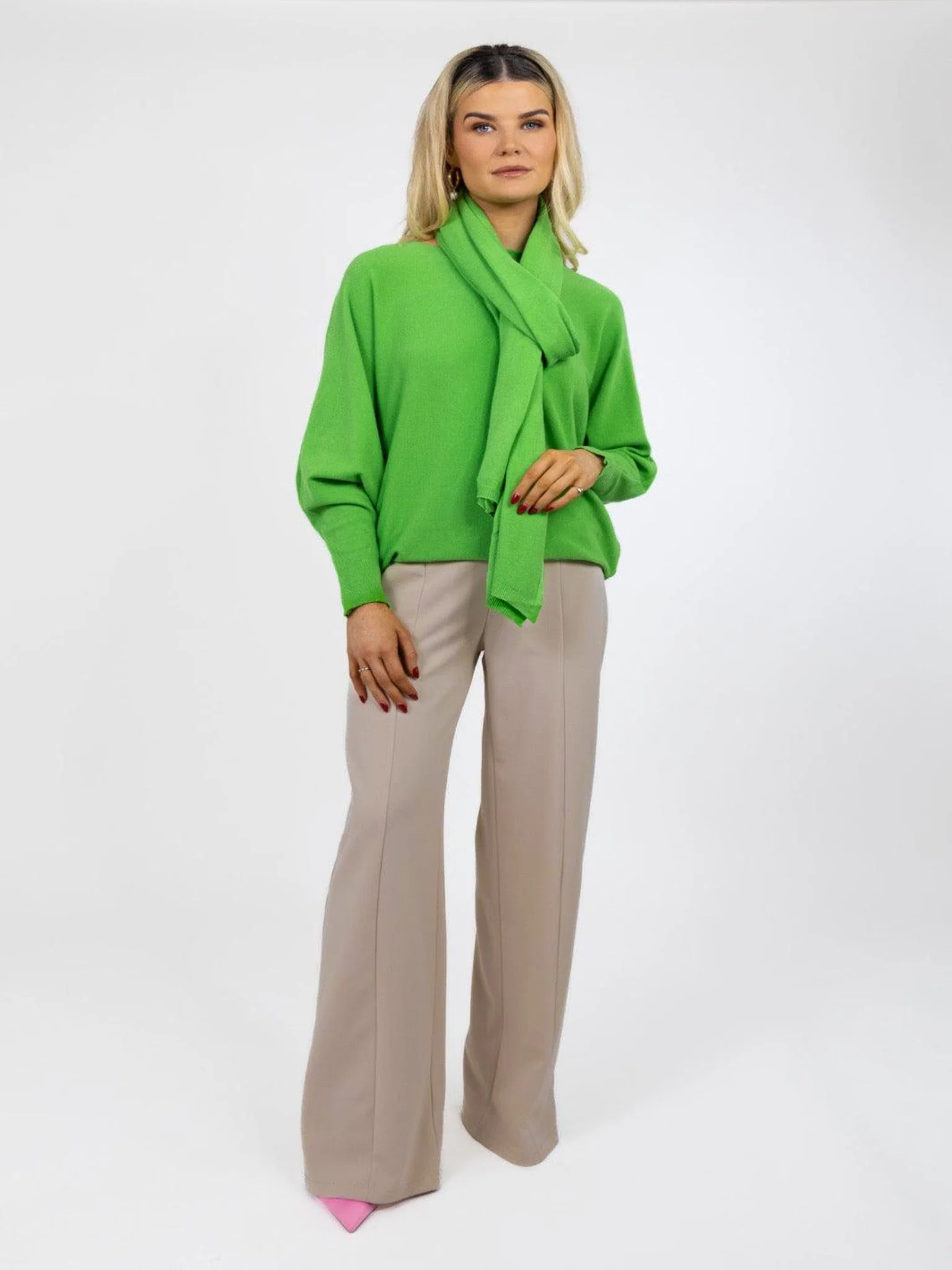 Kate & Pippa Lulu High Waist Trousers In Stone