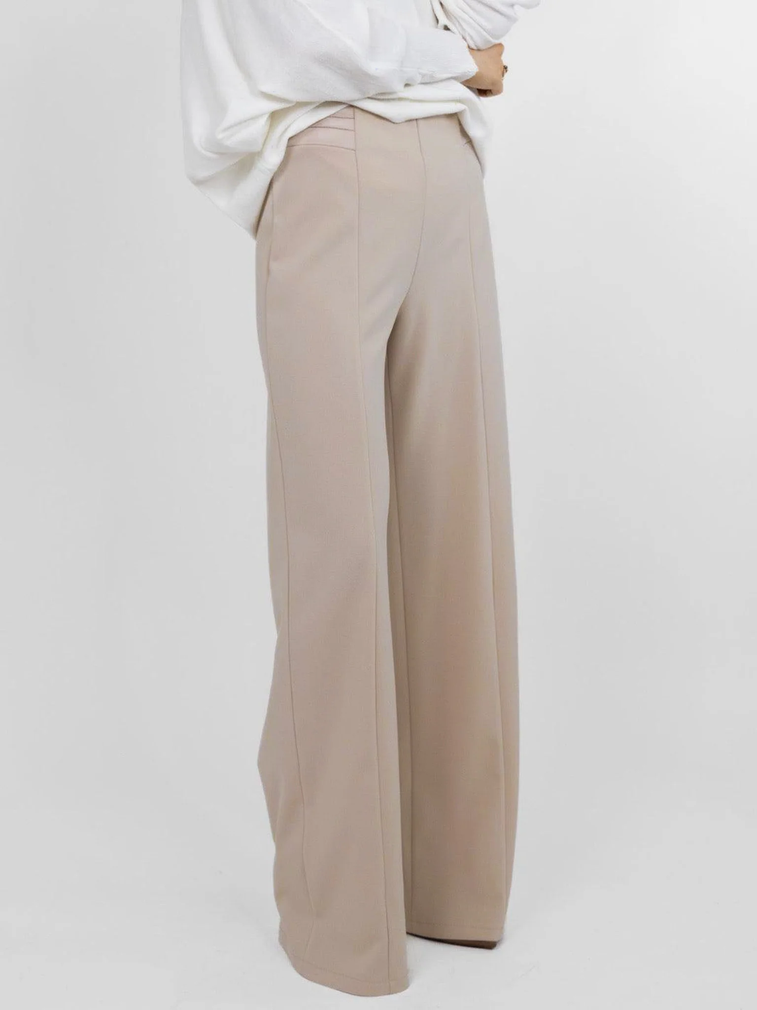Kate & Pippa Lulu High Waist Trousers In Stone - Image 2