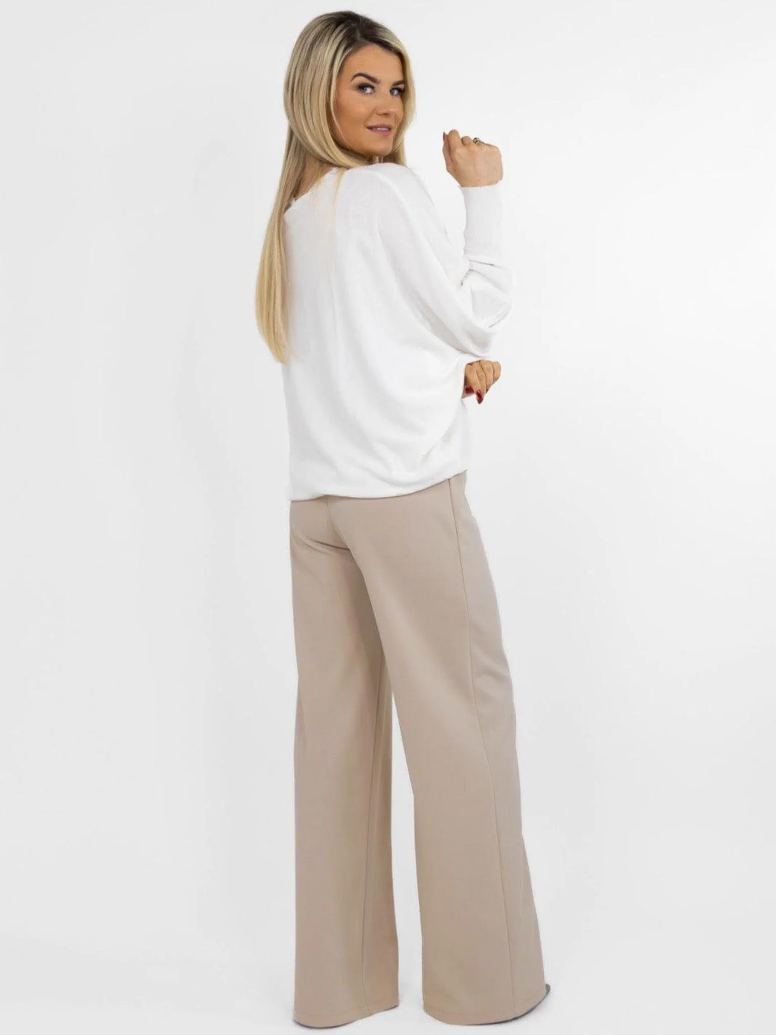 Kate & Pippa Lulu High Waist Trousers In Stone - Image 3