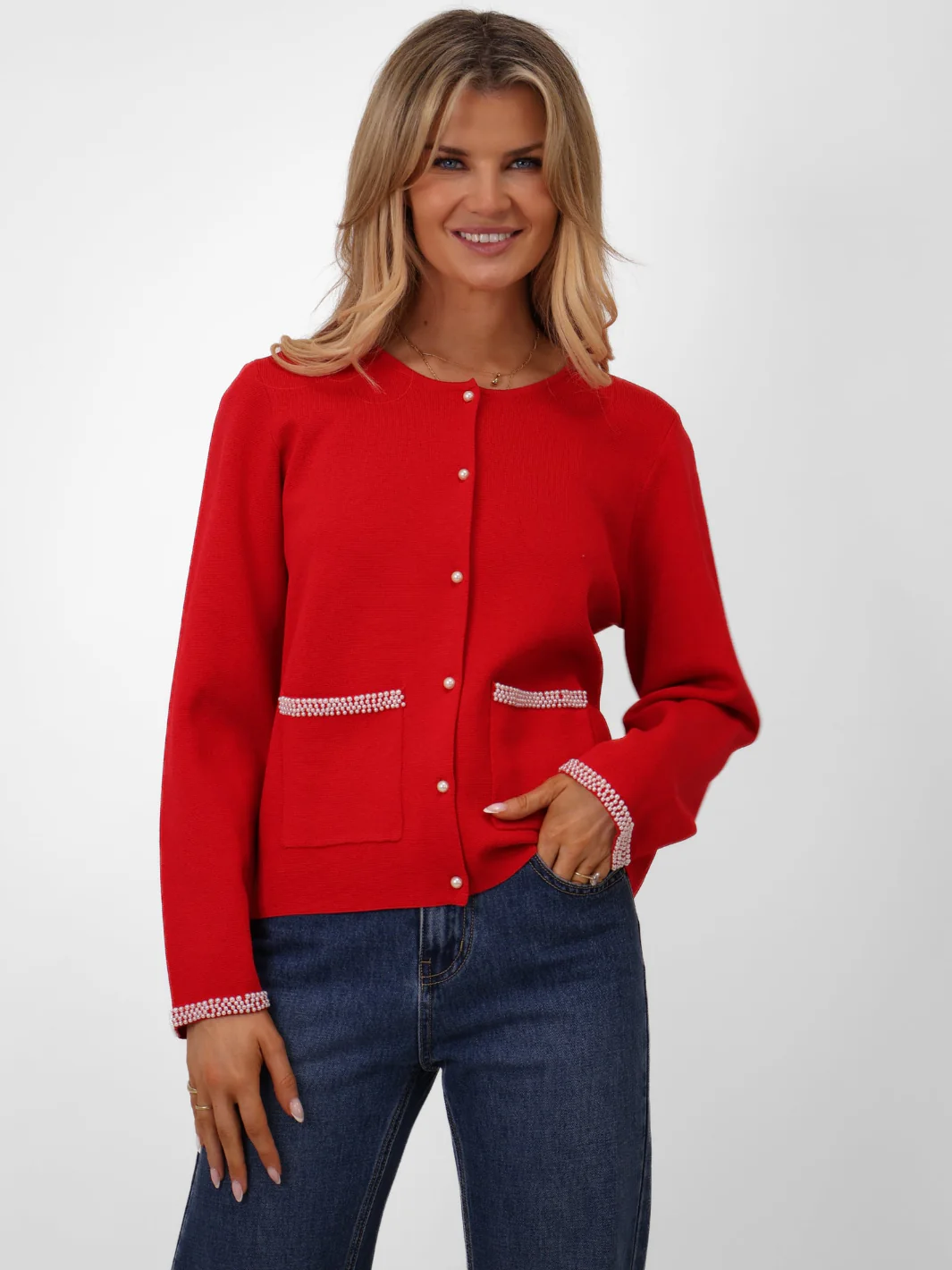 Kate & Pippa Luna Cardigan In Red - Image 2
