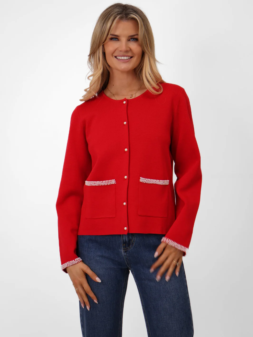 Kate & Pippa Luna Cardigan In Red - Image 3