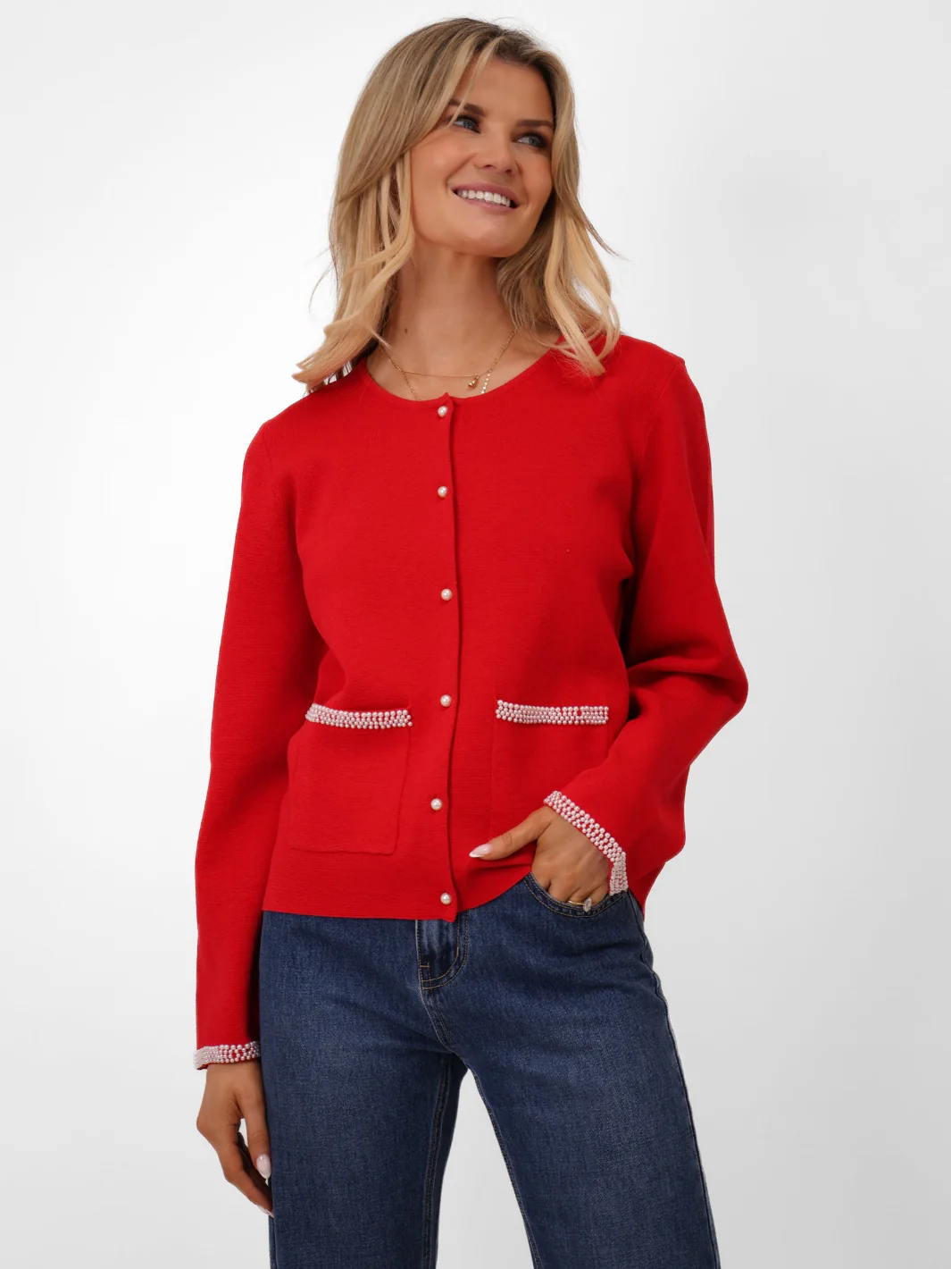 Kate & Pippa Luna Cardigan In Red - Image 5
