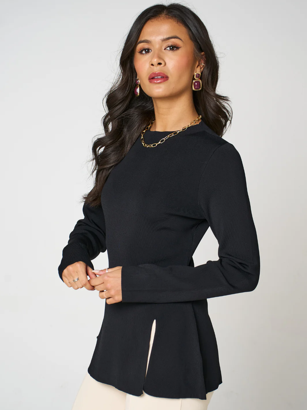 Kate & Pippa Margot Knit Top In Black - Image 3