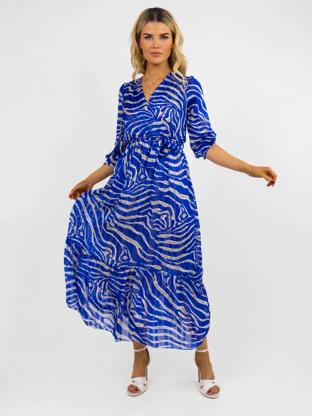 Kate & Pippa Modena Maxi Dress In Blue Print