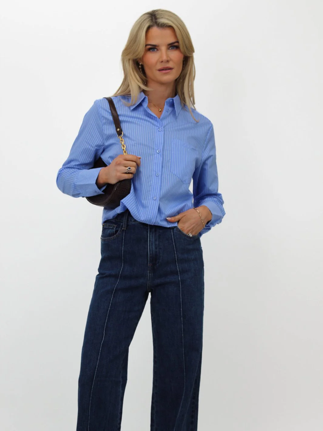 Kate & Pippa Oxford Striped Shirt In Light Blue - Image 3
