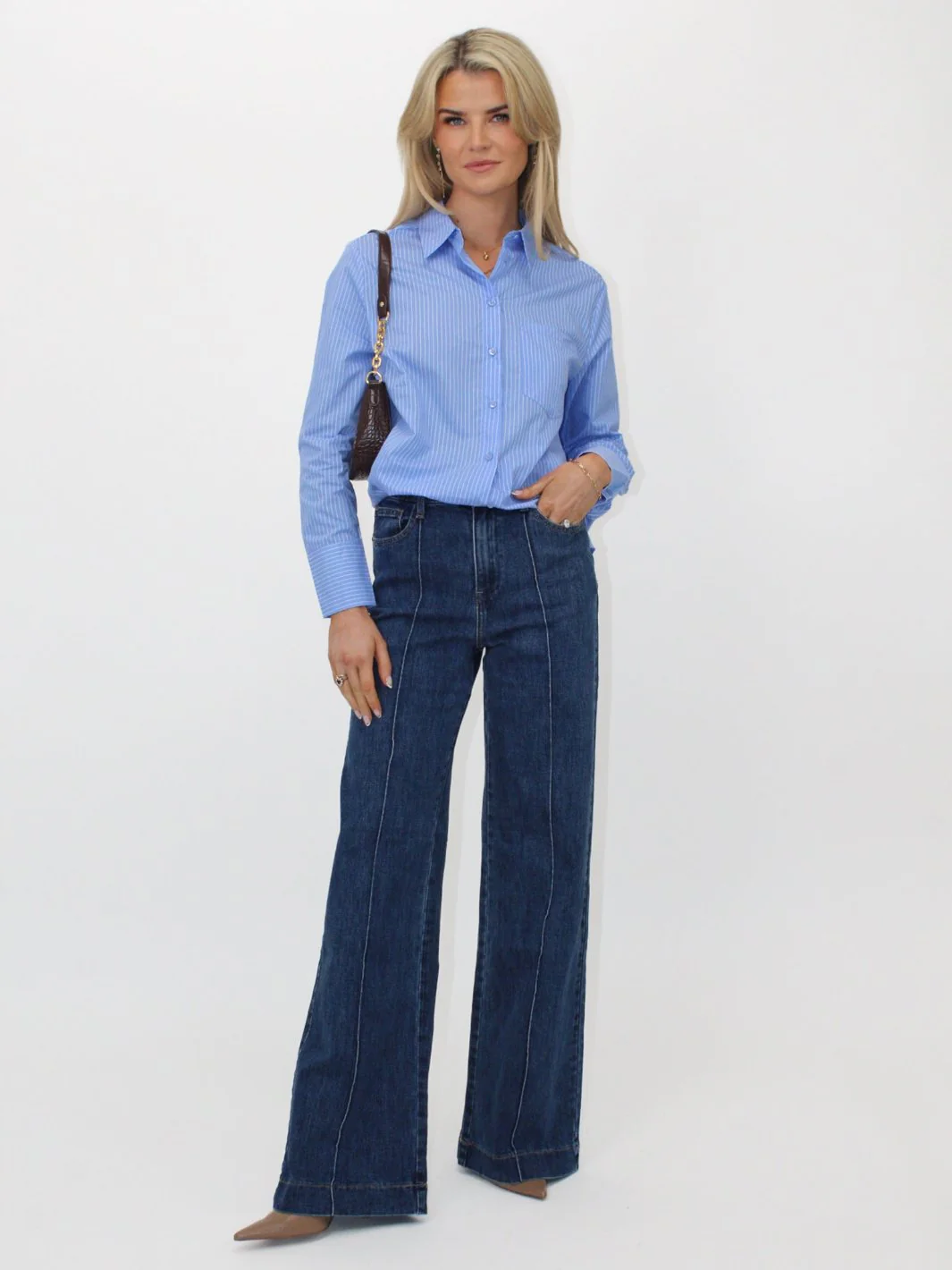 Kate & Pippa Oxford Striped Shirt In Light Blue - Image 5