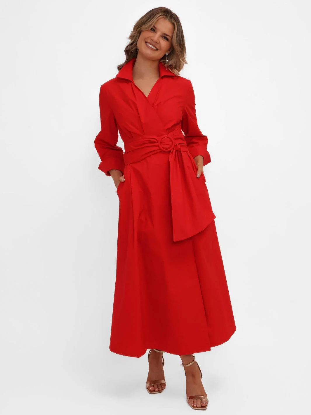 Kate & Pippa Penelope Midi Dress In Red - Image 3
