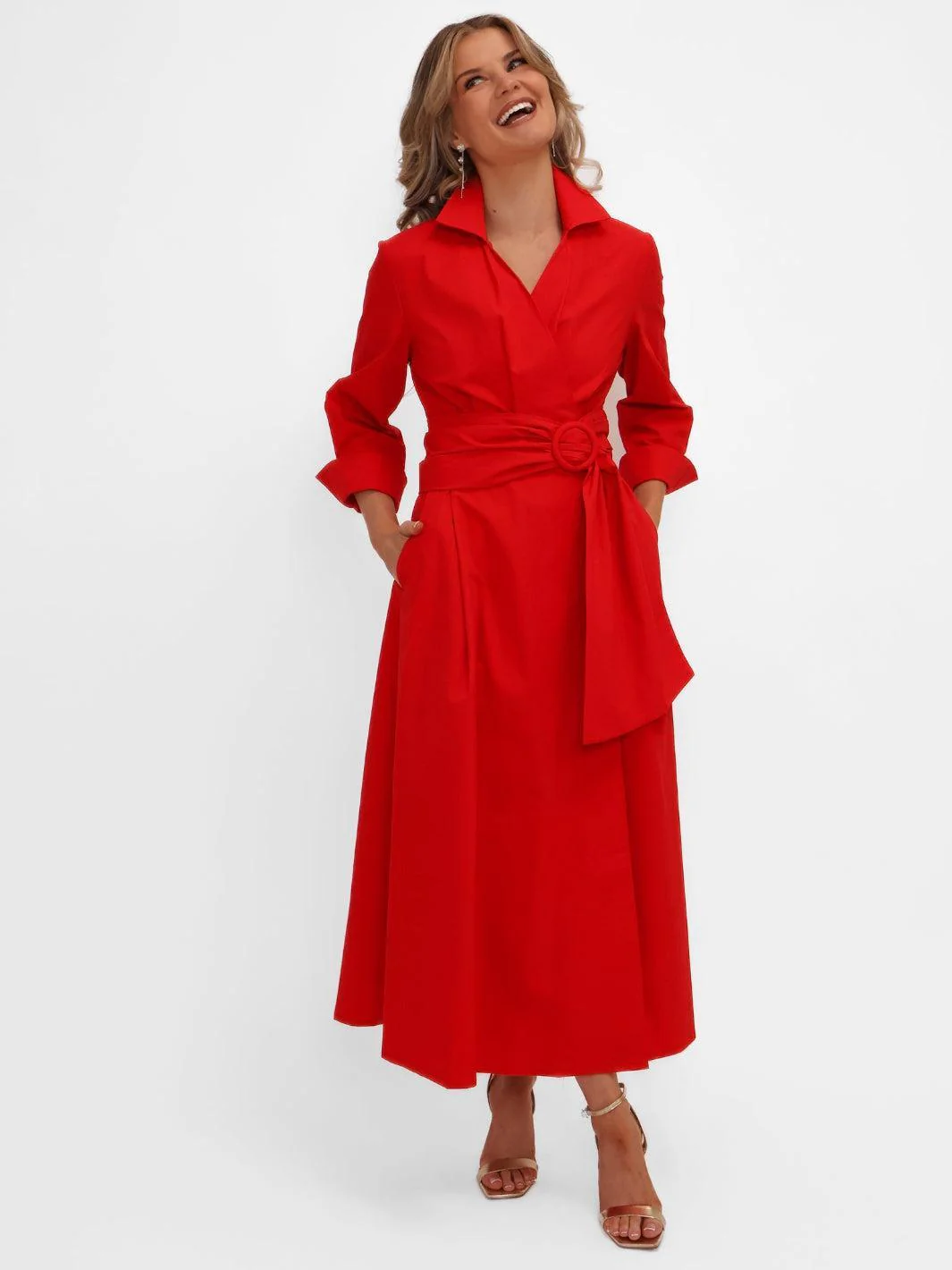 Kate & Pippa Penelope Midi Dress In Red - Image 7