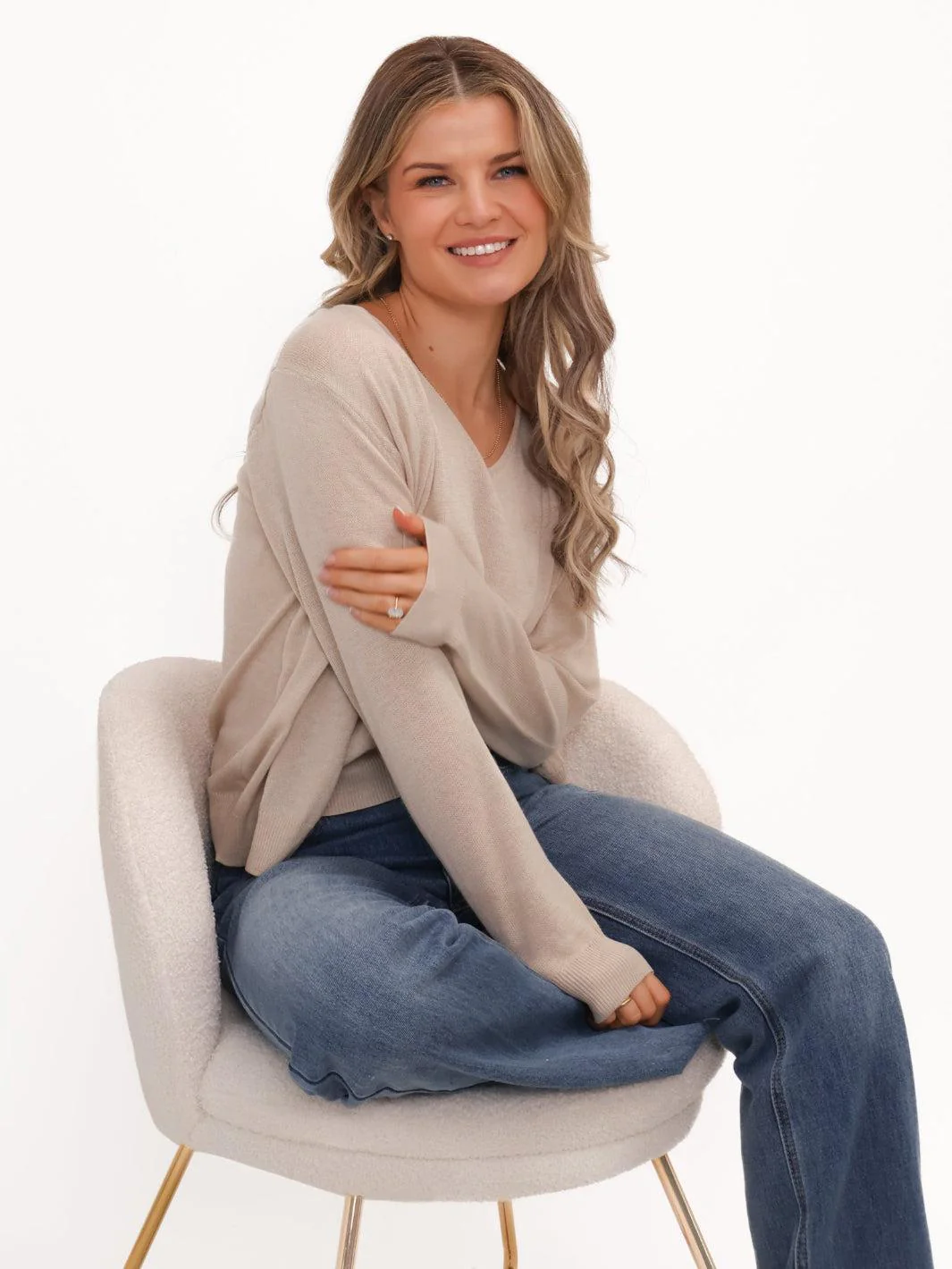 Kate & Pippa Poppy Two-In-One Cardigan In Beige