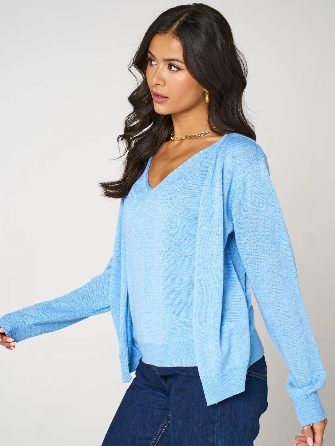 Kate & Pippa Poppy Two-In-One Cardigan In Blue - Image 4