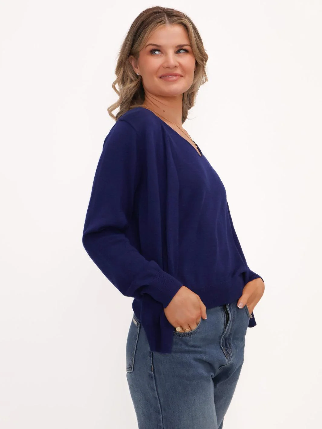 Kate & Pippa Poppy Two-In-One Cardigan In Navy - Image 4
