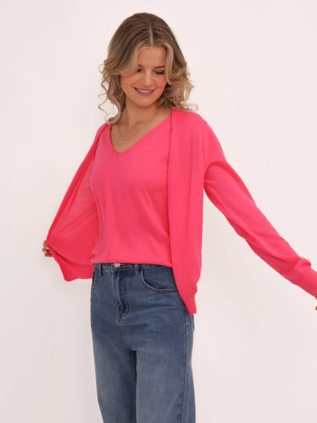 Kate & Pippa Poppy Two-In-One Cardigan In Pink - Image 3