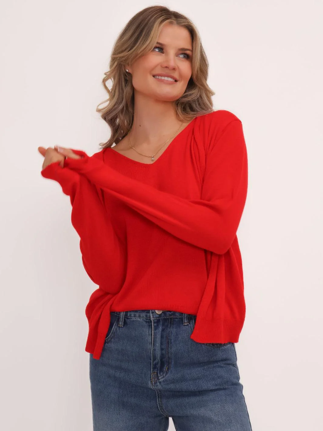 Kate & Pippa Poppy Two-In-One Cardigan In Red - Image 4