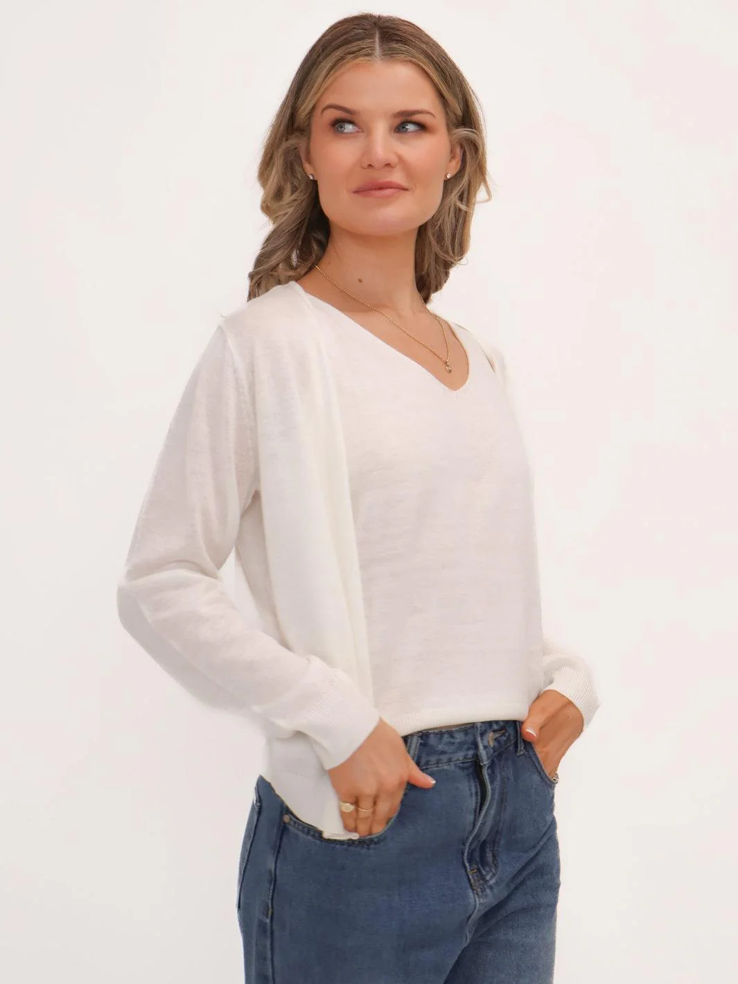 Kate & Pippa Poppy Two-In-One Cardigan In White - Image 3