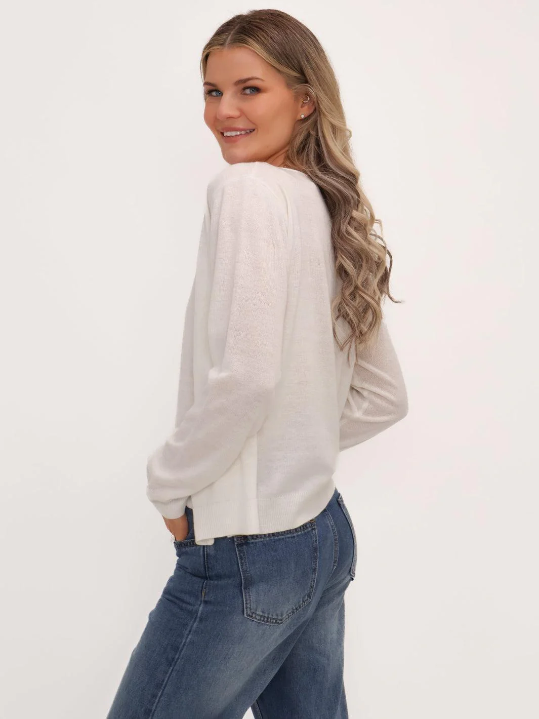 Kate & Pippa Poppy Two-In-One Cardigan In White - Image 6