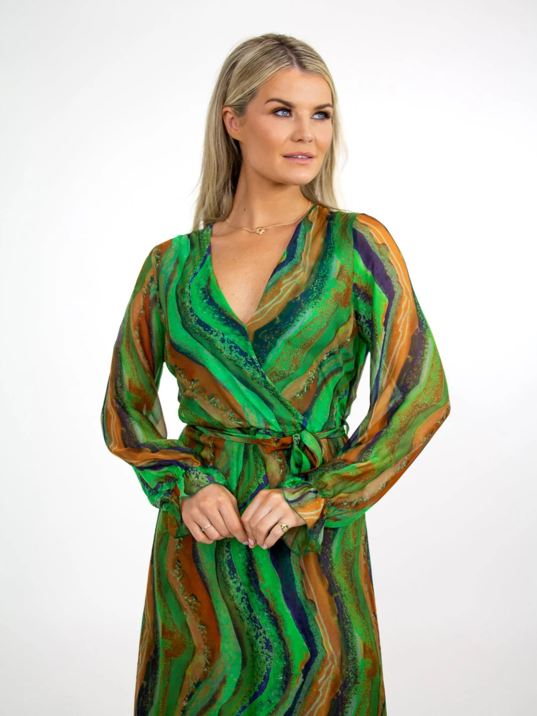 Kate & Pippa Portofino Silk Midi Dress In Green - Image 6