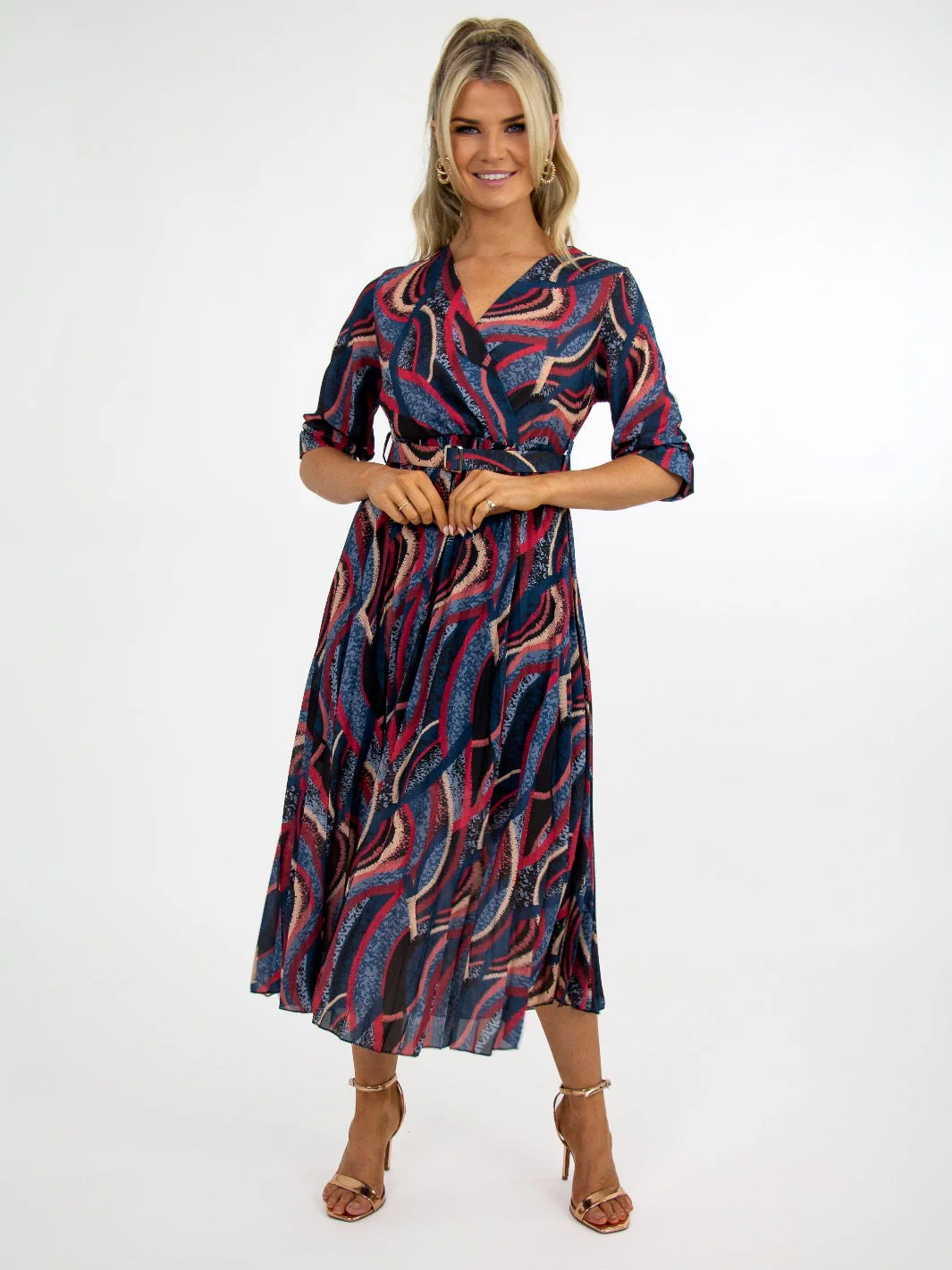 Kate & Pippa Positano Midi Dress In Black/Red Print - Image 6