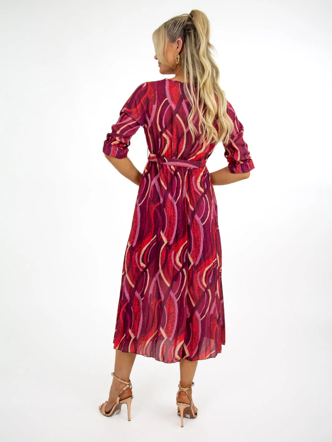 Kate & Pippa Positano Midi Dress In Magenta Print - Image 5