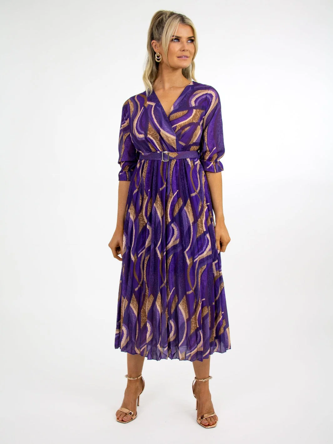 Kate & Pippa Positano Midi Dress In Purple Print