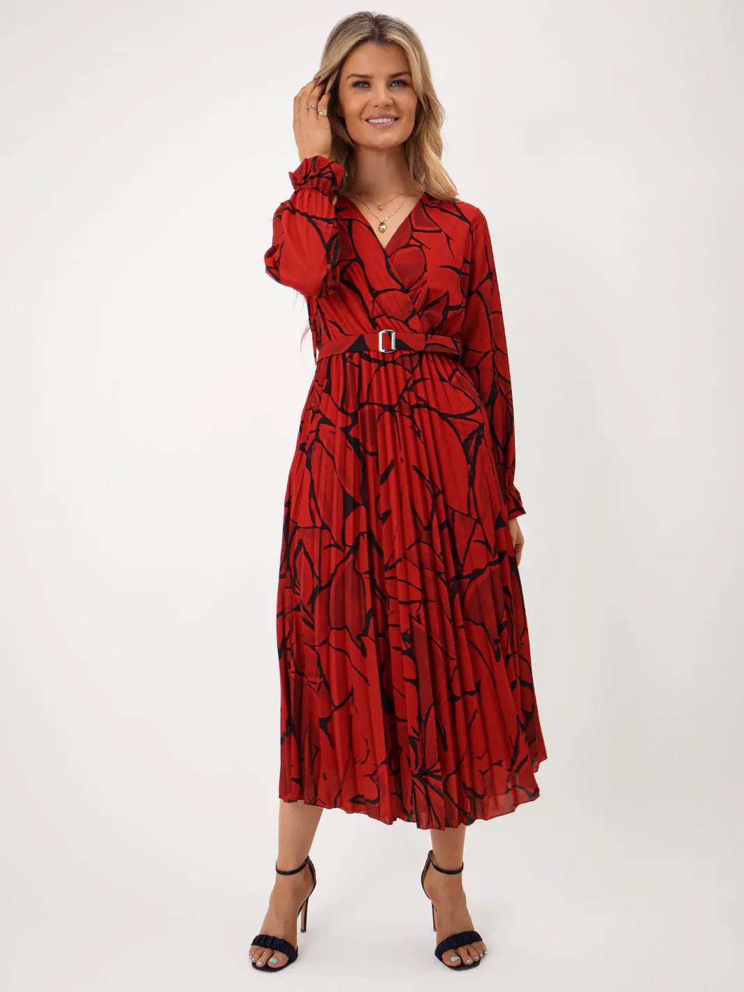 Kate & Pippa Positano Midi Dress In Red Print - Image 3