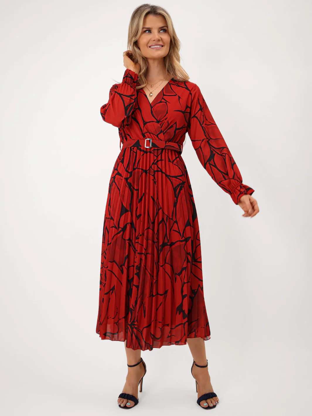 Kate & Pippa Positano Midi Dress In Red Print - Image 5