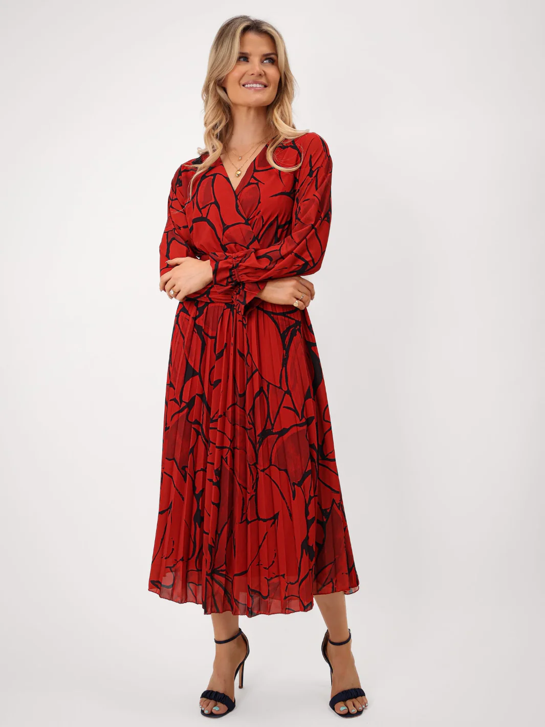 Kate & Pippa Positano Midi Dress In Red Print - Image 7