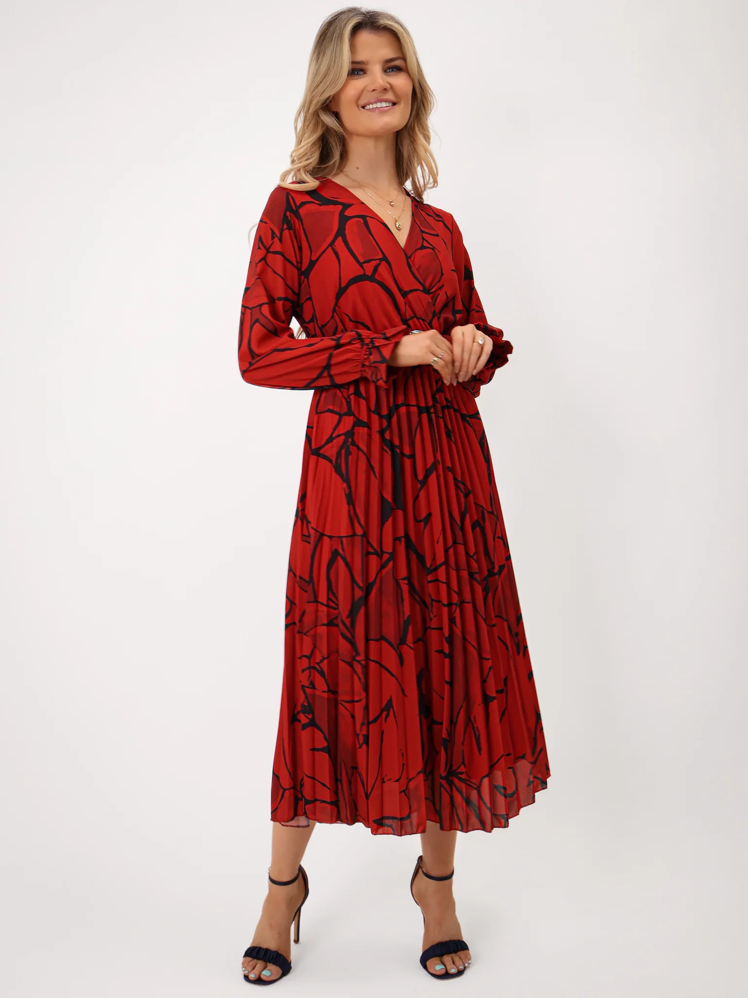 Kate & Pippa Positano Midi Dress In Red Print - Image 8