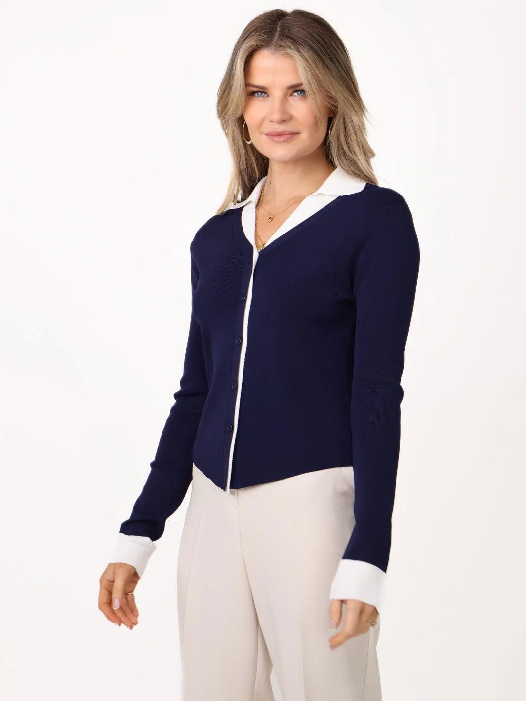 Kate & Pippa Raya Cardigan In Navy - Image 3