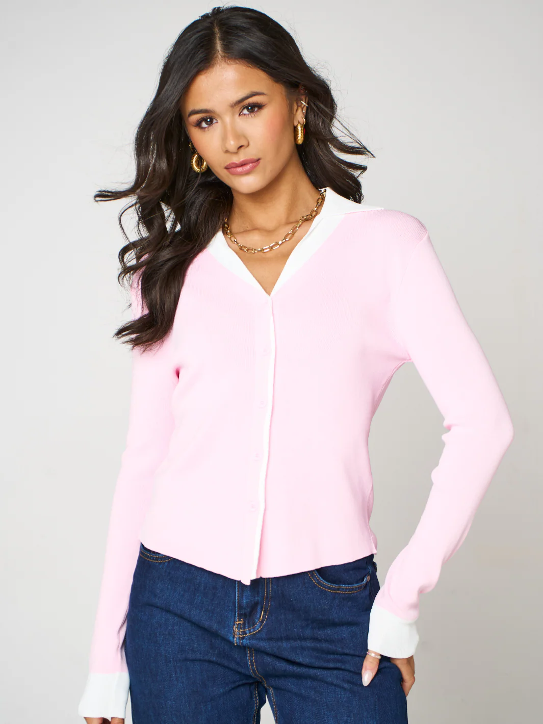 Kate & Pippa Raya Cardigan In Pink - Image 3