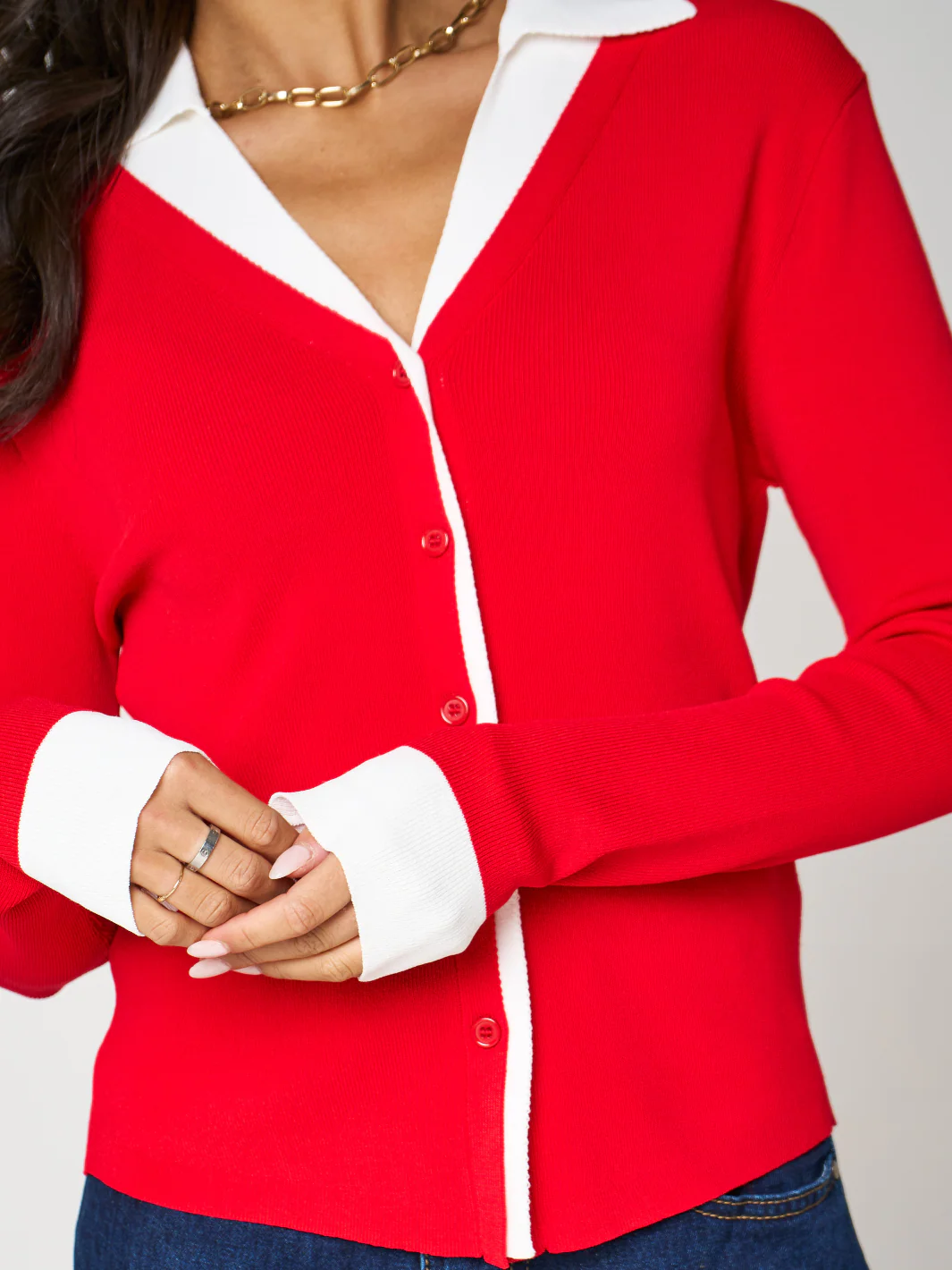Kate & Pippa Raya Cardigan In Red - Image 4