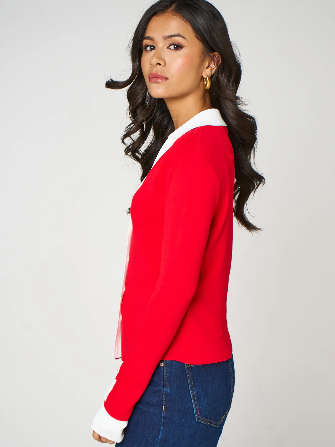 Kate & Pippa Raya Cardigan In Red - Image 5