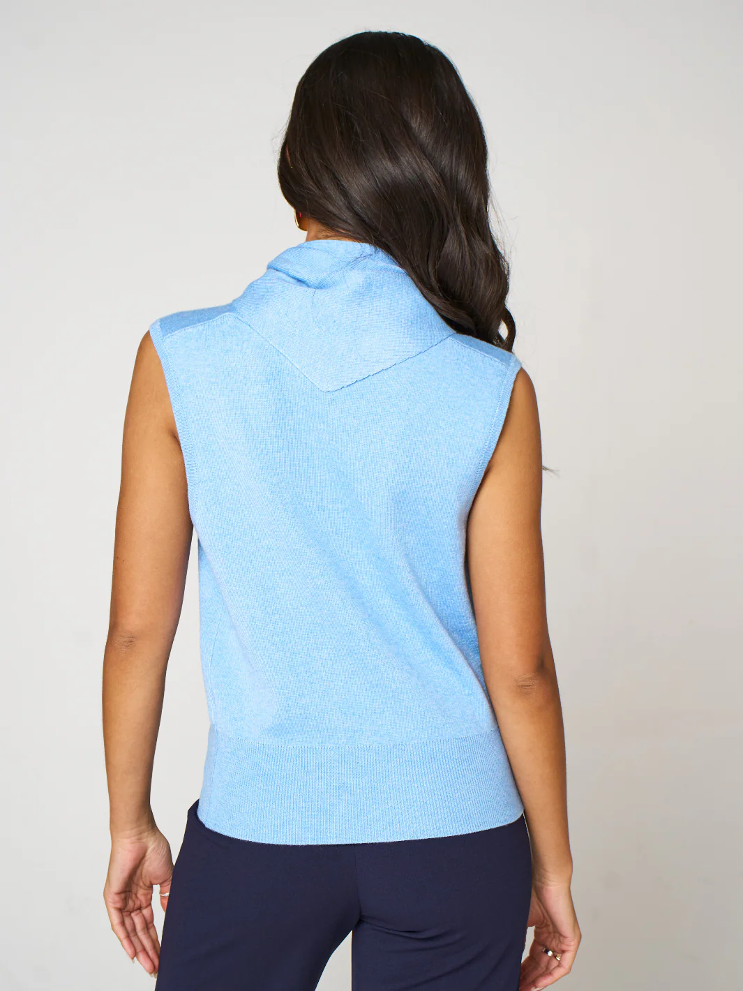 Kate & Pippa Robyn Knit Waistcoat With Neck Scarf In Blue - Image 6