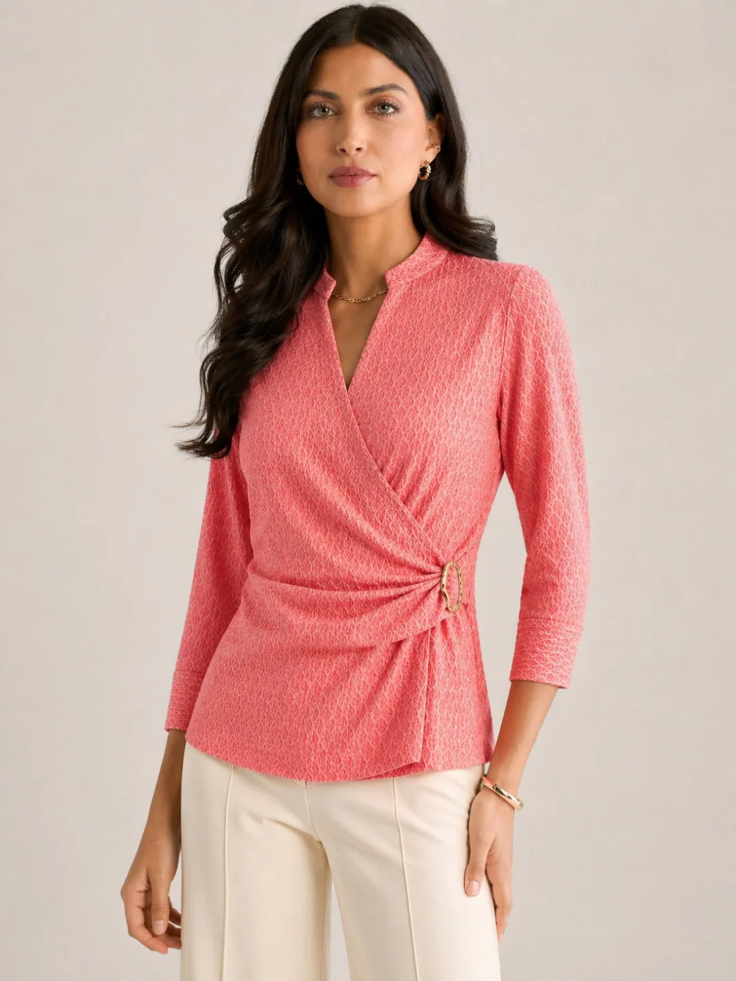 Kate & Pippa Rocco Top In Coral Print - Image 2