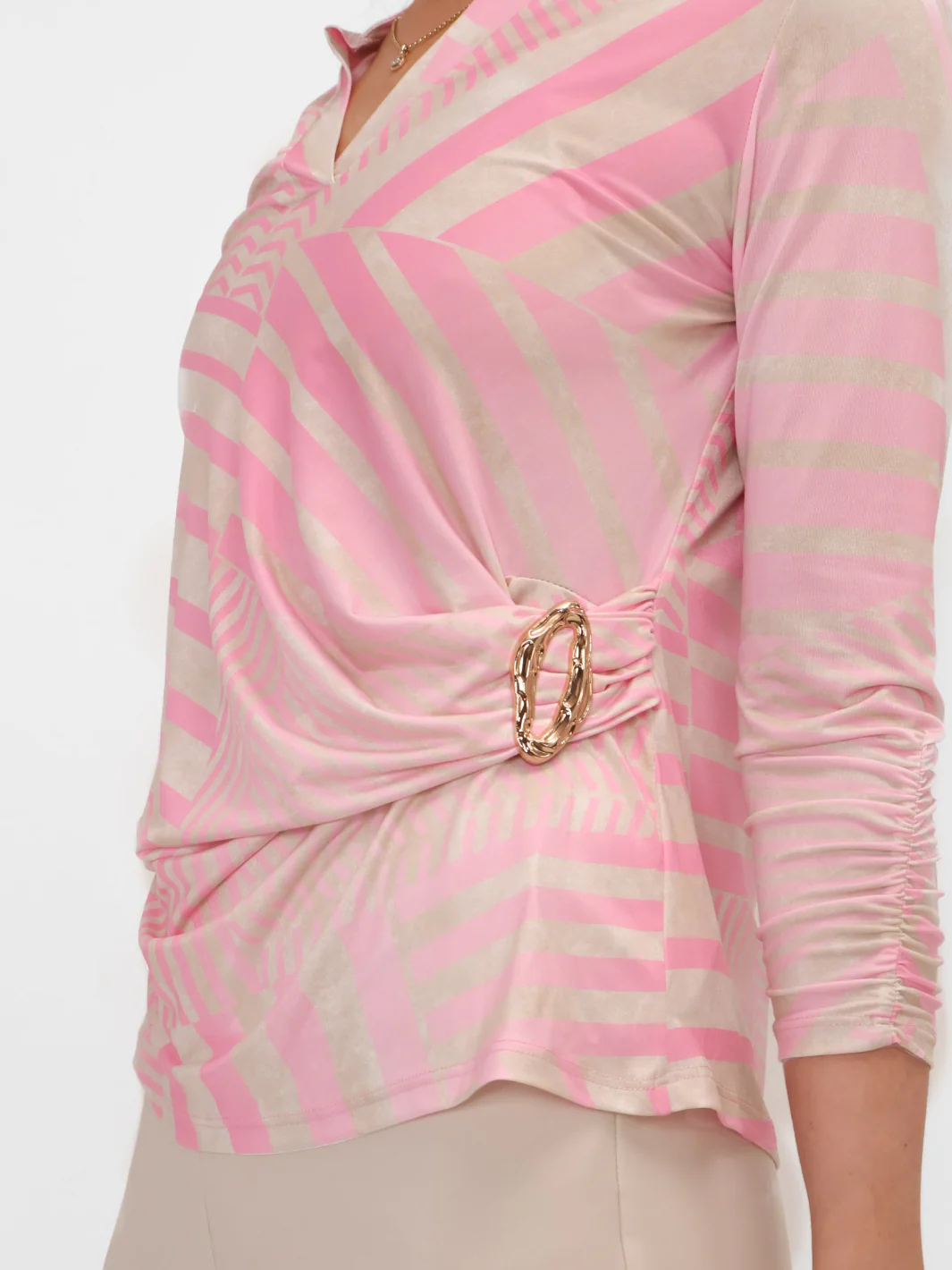 Kate & Pippa Rocco Top In Light Pink Stripe Print - Image 4