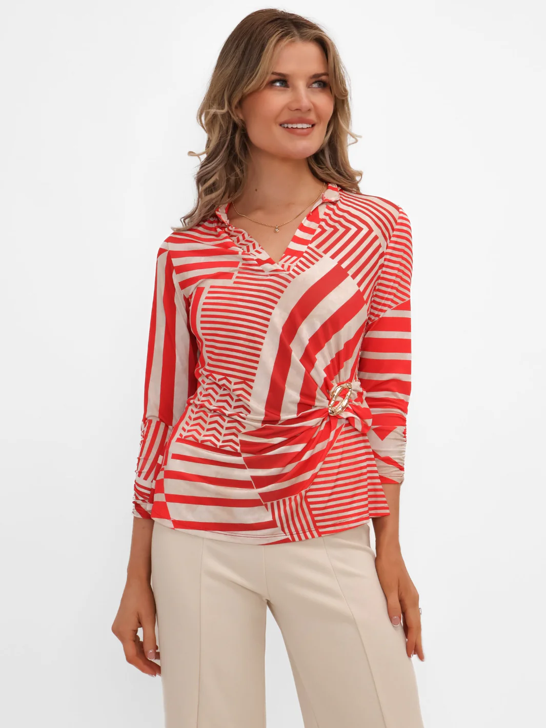 Kate & Pippa Rocco Top In Red Stripe Print