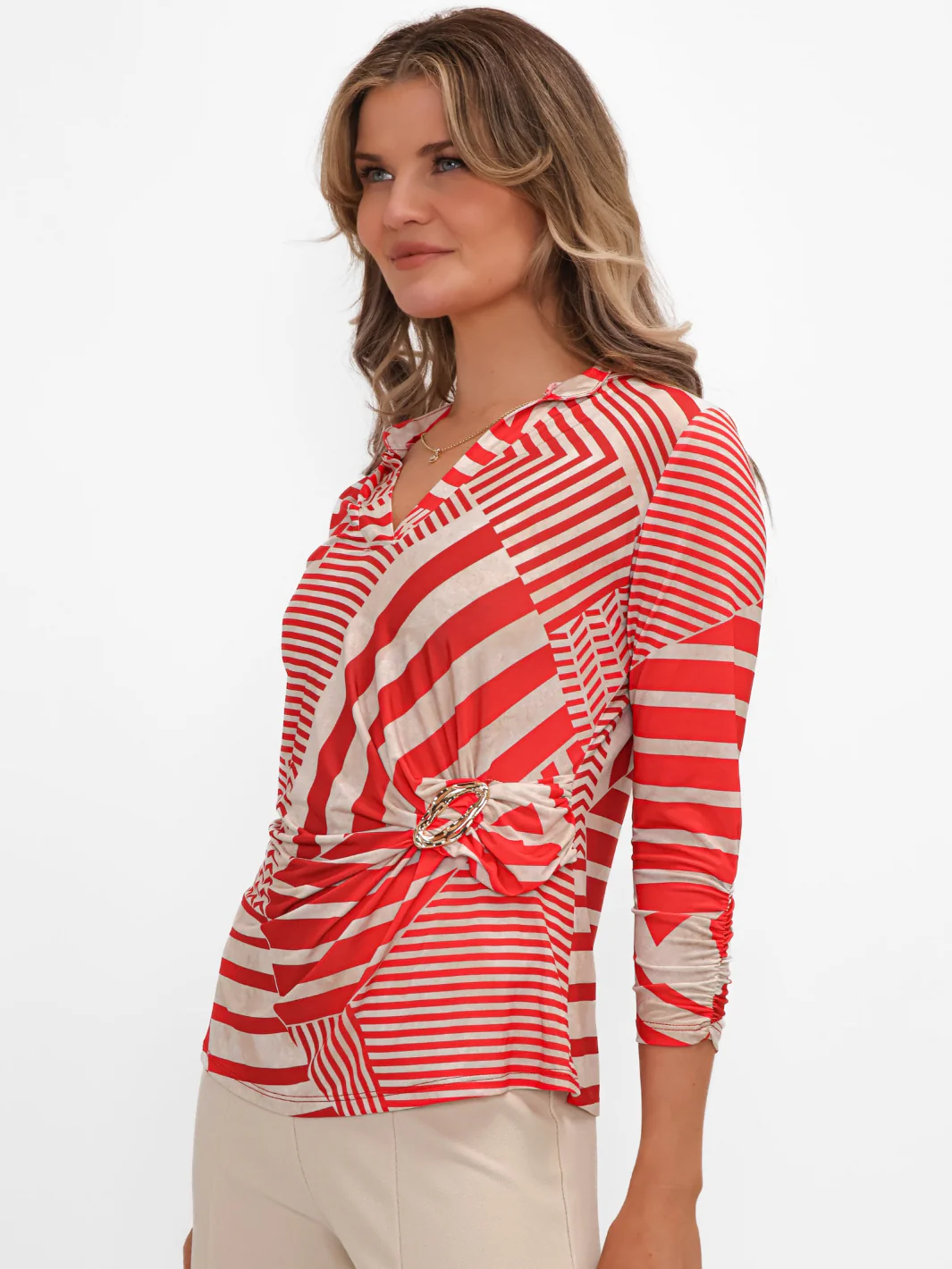 Kate & Pippa Rocco Top In Red Stripe Print - Image 3