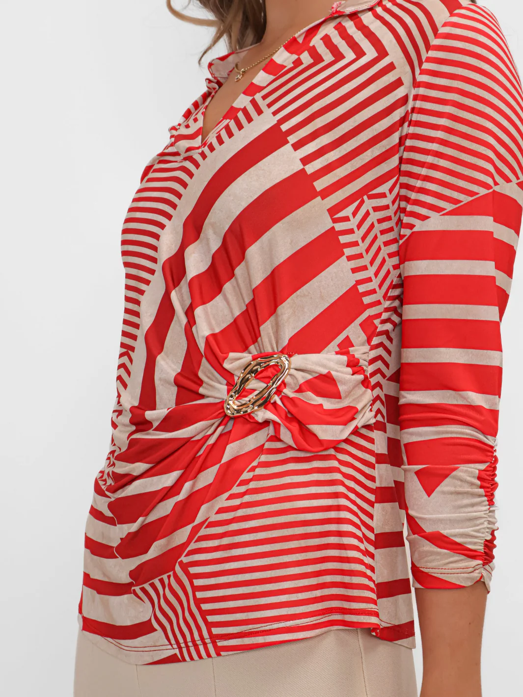 Kate & Pippa Rocco Top In Red Stripe Print - Image 4