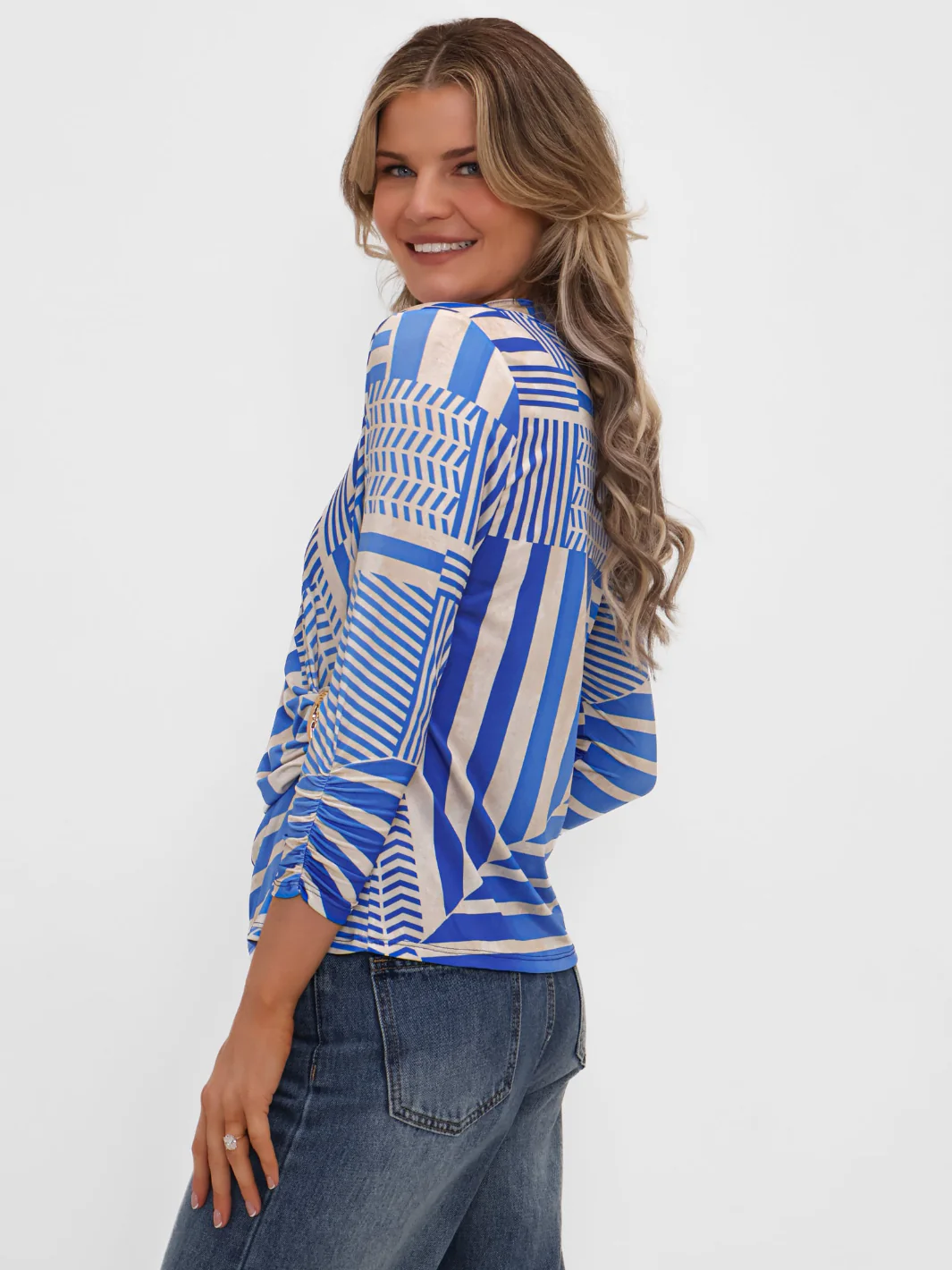 Kate & Pippa Rocco Top In Royal Blue Stripe Print - Image 5