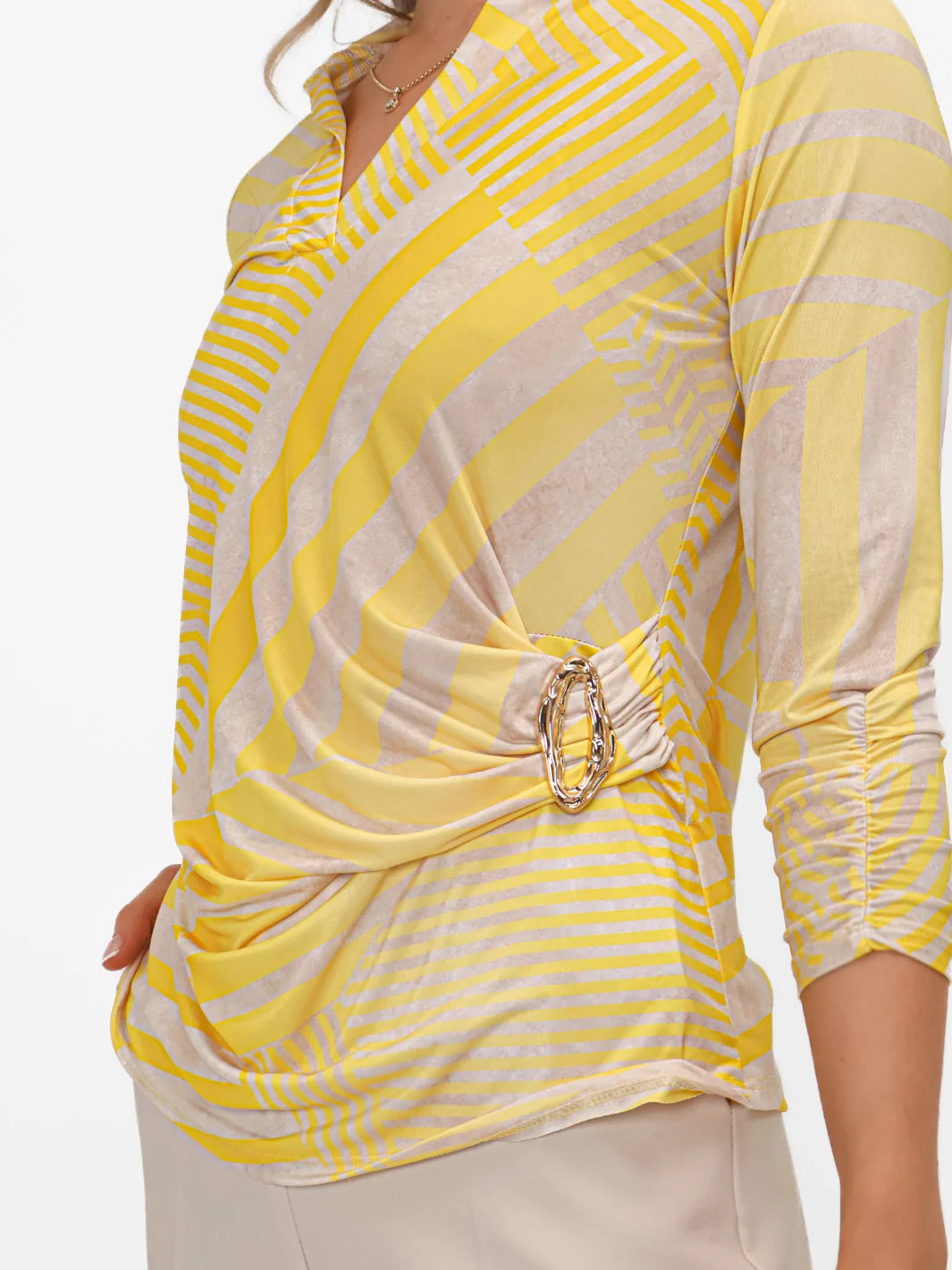 Kate & Pippa Rocco Top In Yellow Stripe Print - Image 4