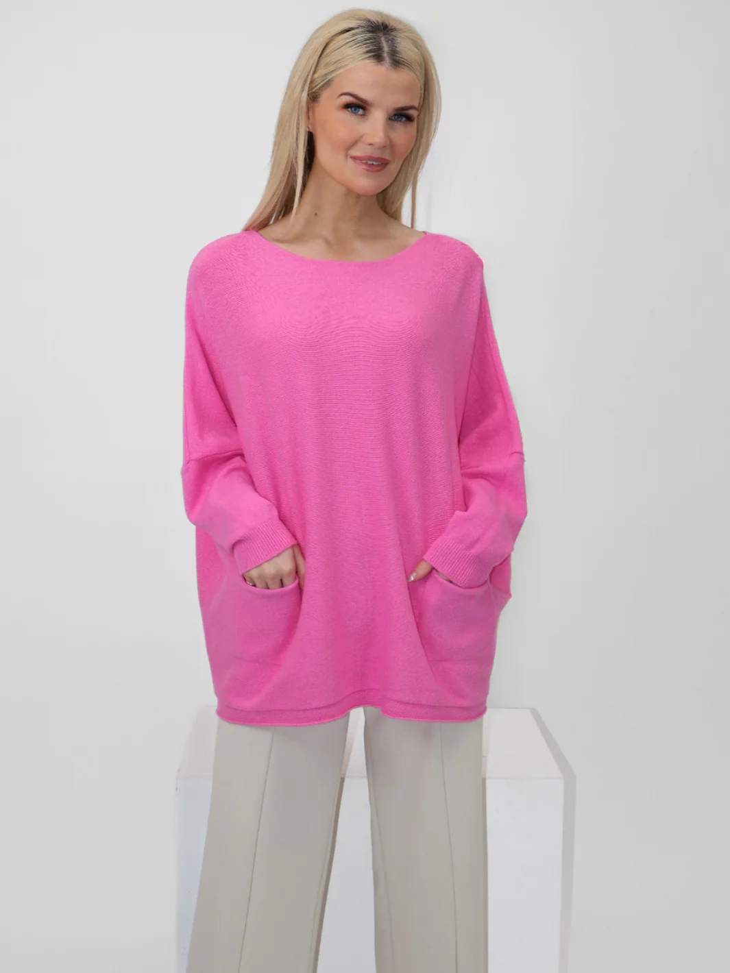 Kate & Pippa Roma Knit Jumper In Pink - Image 2