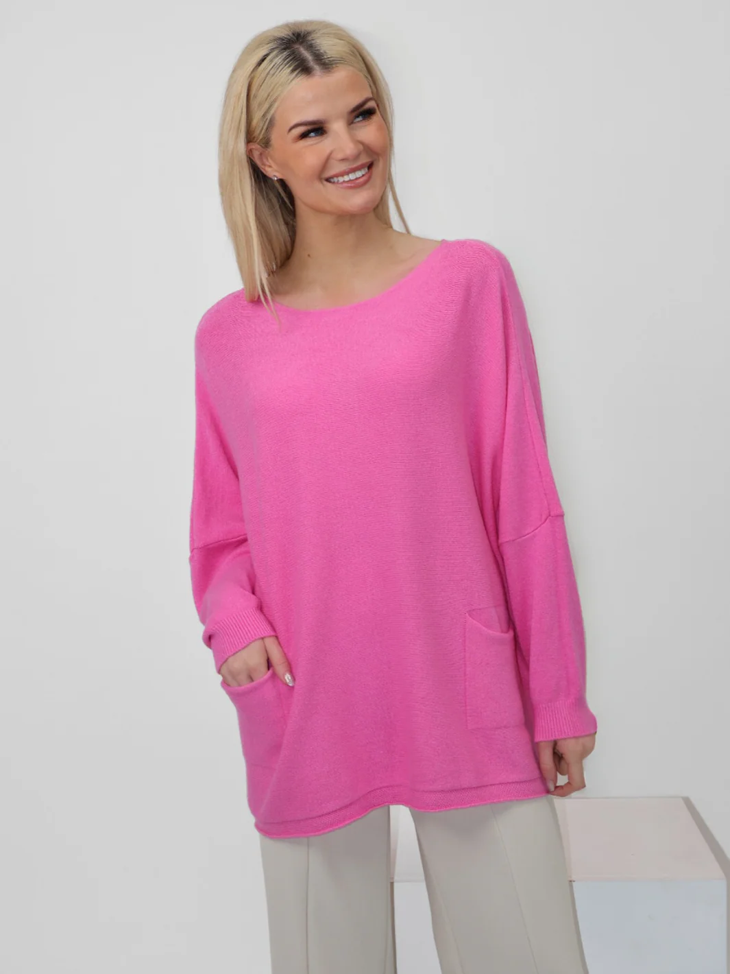 Kate & Pippa Roma Knit Jumper In Pink - Image 3