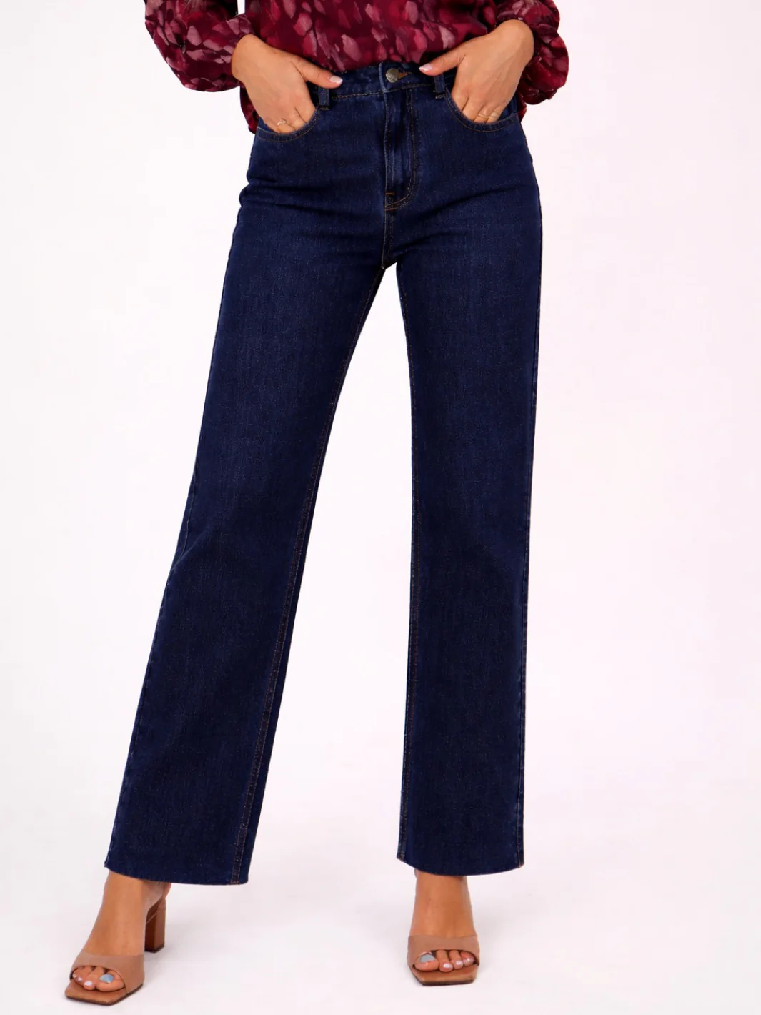 Kate & Pippa Ruby Jeans In Dark Denim Raw Hem - Image 3