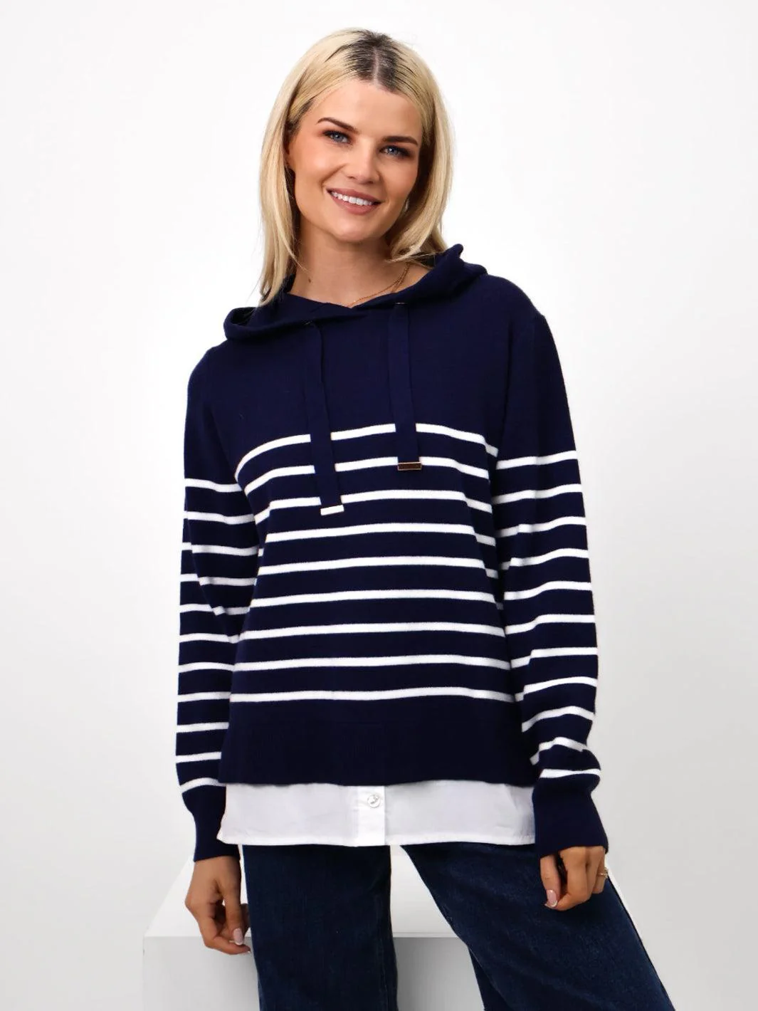 Kate & Pippa Sam Jumper In Navy / White Stripe