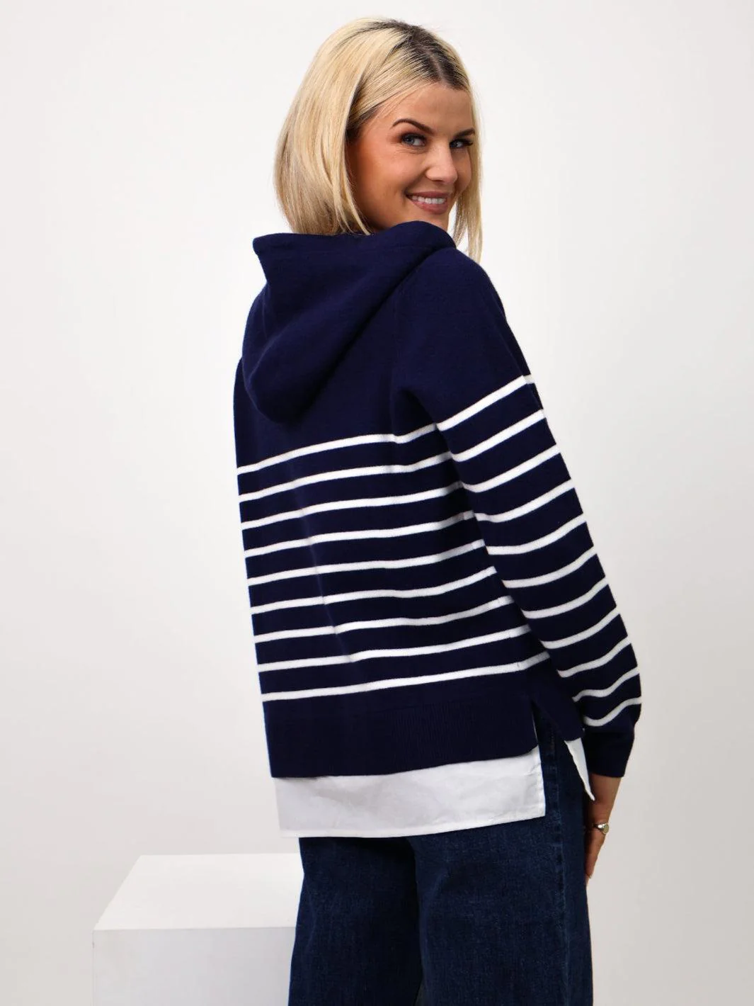 Kate & Pippa Sam Jumper In Navy / White Stripe - Image 10