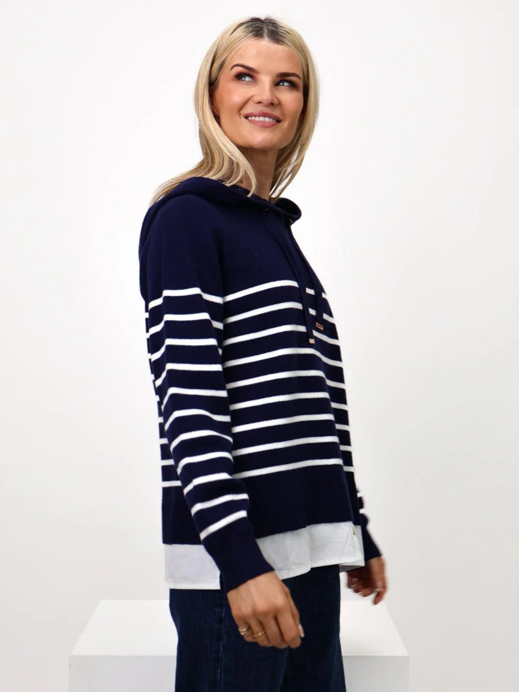 Kate & Pippa Sam Jumper In Navy / White Stripe - Image 3
