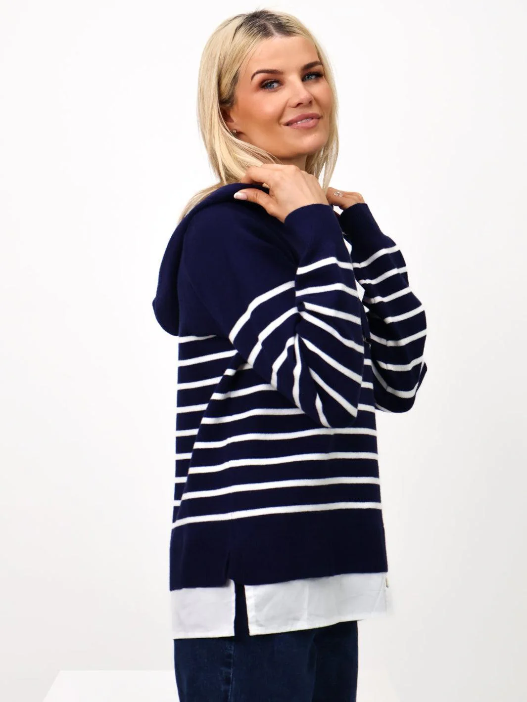 Kate & Pippa Sam Jumper In Navy / White Stripe - Image 8