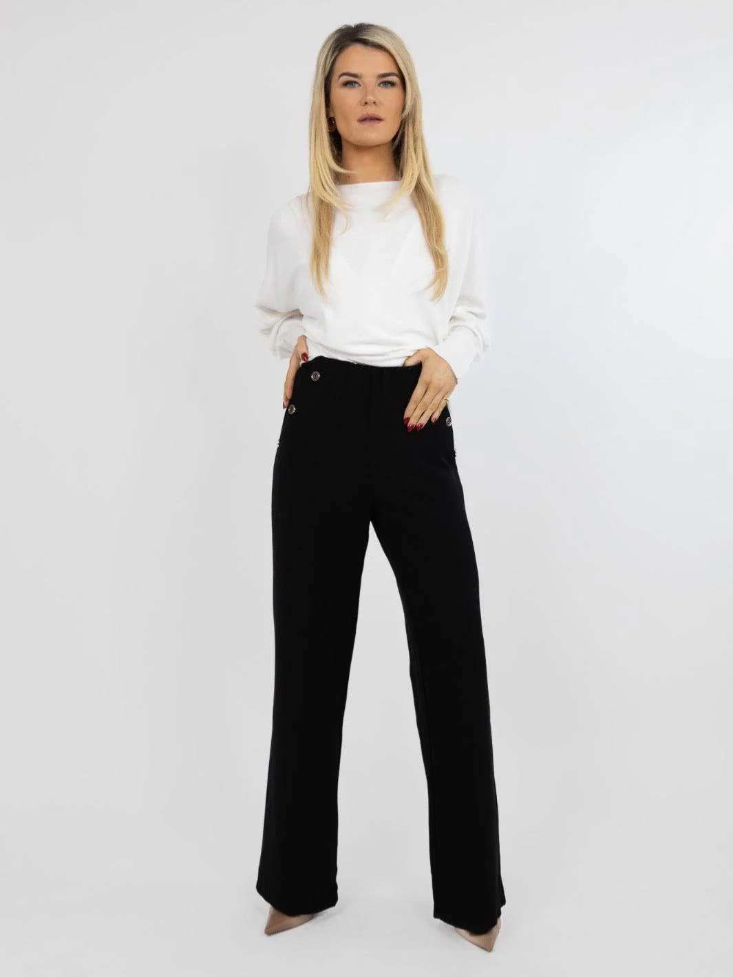 Kate & Pippa Sardinia Button Trousers In Black