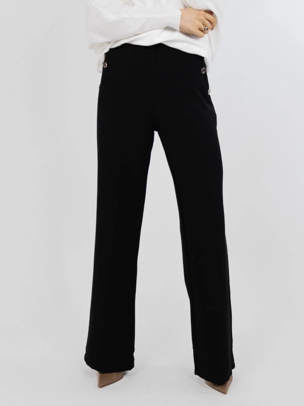 Kate & Pippa Sardinia Button Trousers In Black - Image 2