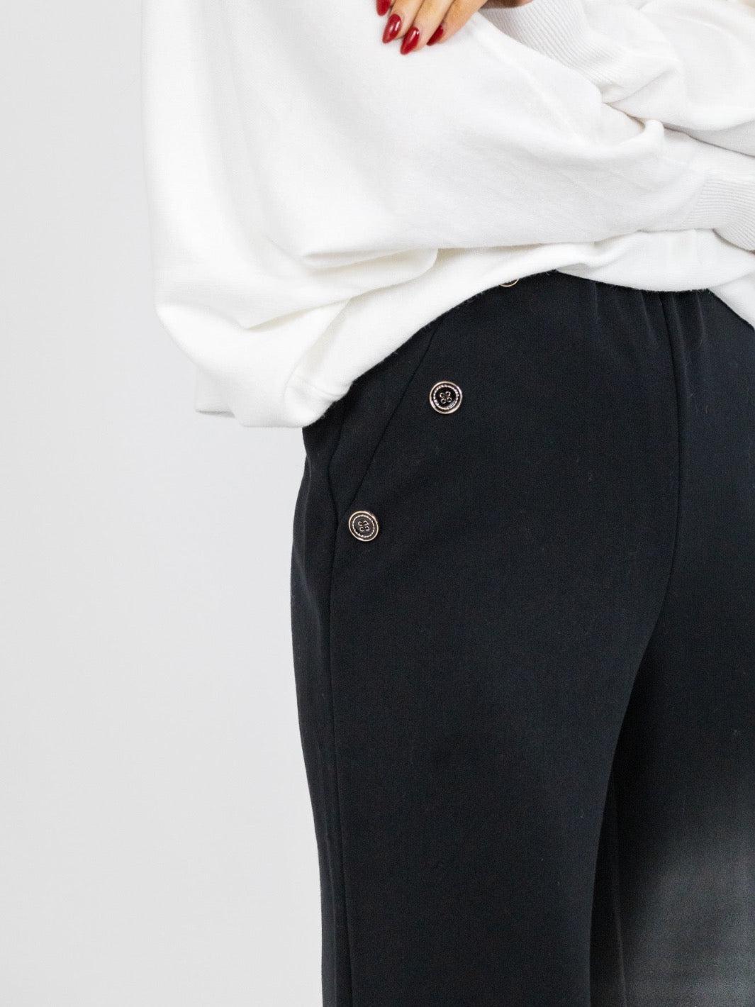 Kate & Pippa Sardinia Button Trousers In Black - Image 4
